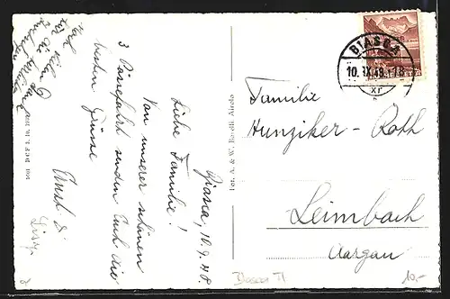 AK Biasca, Ortsansicht von Hügel aus