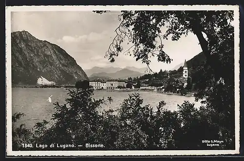 AK Bissone, Ortschaft hinter Lago di Lugano