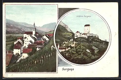 AK Sargans, Ortsansicht und Schloss