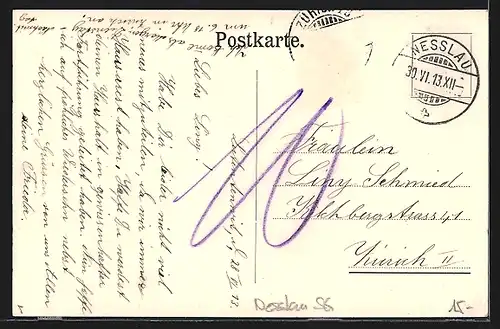 AK Nesslau (Toggenburg), Ortsansicht mit Kirche gegen Berg