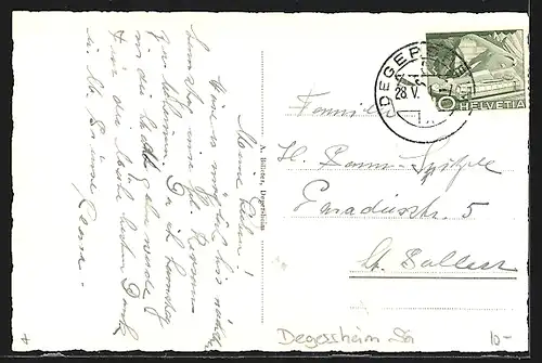 AK Degersheim, ruhende Kühe vor Ortspanorama