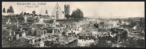 Klapp-AK Ilsfeld, Panoramaansicht der Brandstätte