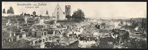 Klapp-AK Ilsfeld, Panoramaansicht der Brandstätte