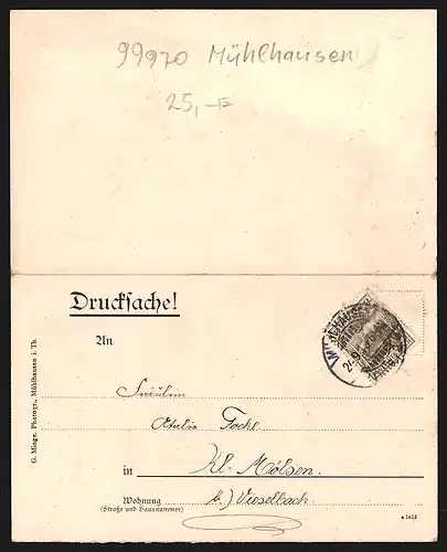 Klapp-AK Mühlhausen i. Th., Bergfest 1912, Gruppenbild von Absolventen
