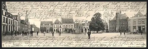 Klapp-AK Calcar, Marktplatz mit Gasthof Kuypers und Rathaus