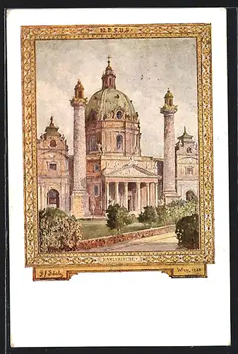 Künstler-AK Wien, 10. Deutsches Sängerbundesfestes 1928, Karlskirche