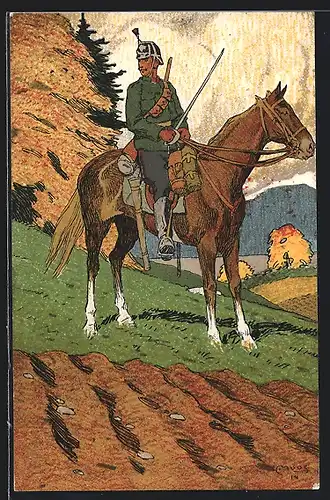 Künstler-AK Carl Moos: Schweizerische Grenzbesetzung 1914, Kavallerie