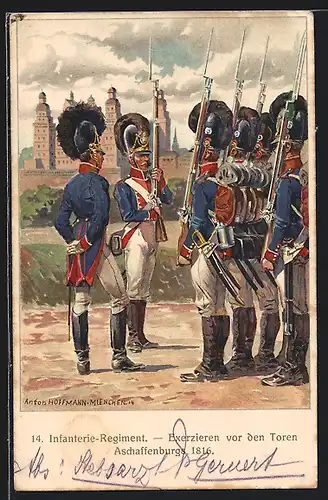 Künstler-AK Anton Hoffmann - München 14. Infanterie-Regiment, Exerzieren 1816