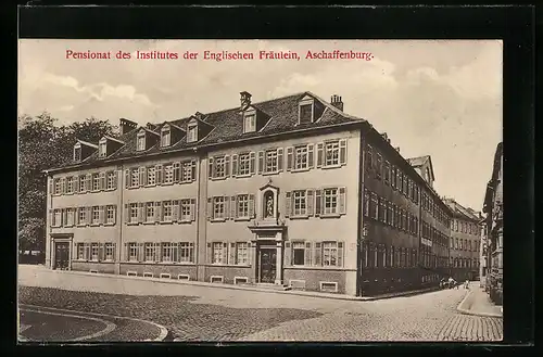 AK Aschaffenburg, Pensionat des Institutes der Englischen Fräulein, mit Strassenkreuzung