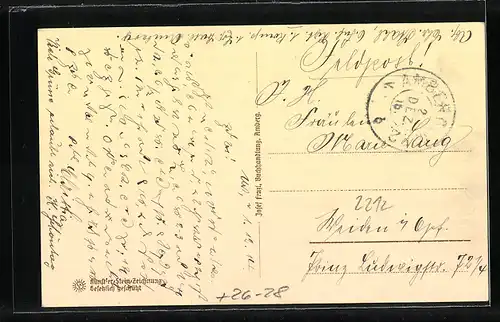 Steindruck-AK Amberg, Partie an der Stadtbrille, Schwäne