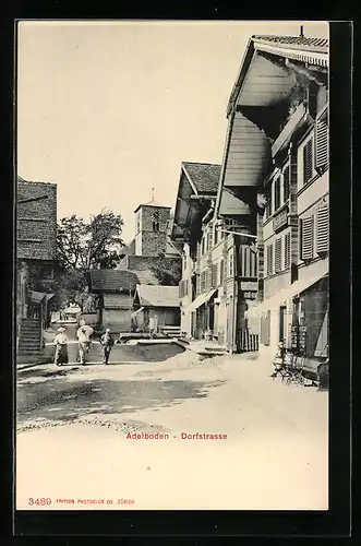 AK Adelboden, Blick in die Dorfstrasse