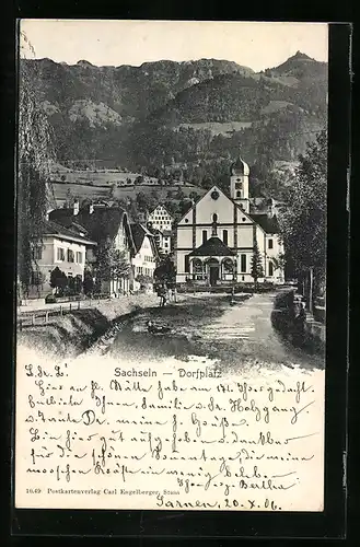 AK Sachseln, Dorfplatz mit Kirche