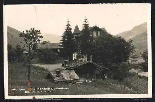 AK Frutigen, Hotel-Pension Doldenhorn mit Umgebung