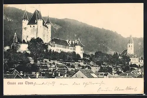 AK Thun, Teilansicht mit Schloss und Kirche