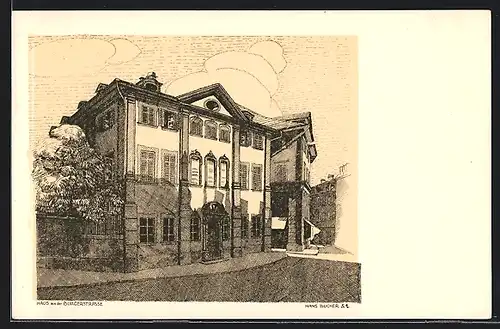 Künstler-AK Alt-Luzern, Haus an der Burgerstrasse