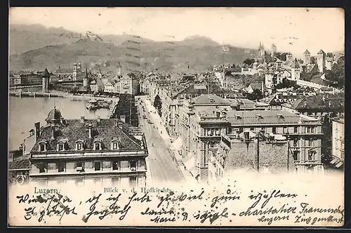 AK Luzern, Blick von der Hofkirche mit Strassenpartie