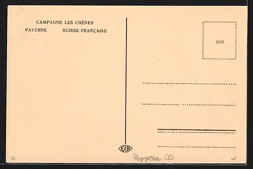 AK Payerne /Suisse Francaise, Campagne Les Chênes, Coin du parc