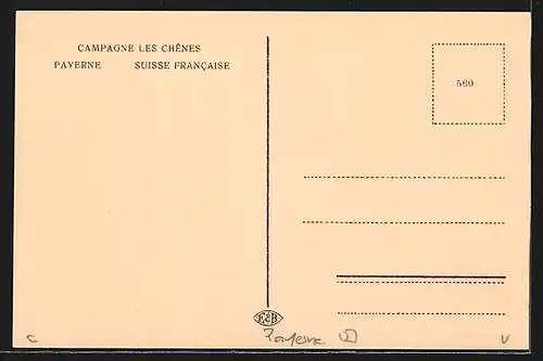 AK Payerne /Suisse Francaise, Campagne Les Chênes, Salon de lecture