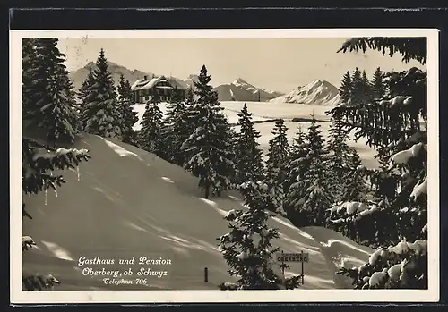 AK Schwyz, Gasthaus und Pension Oberberg im Schnee