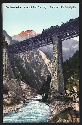 AK Amsteg, Viaduct der Gotthardbahn