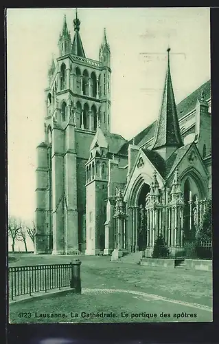 AK Lausanne, La Cathédrale, Le portique des apôtres