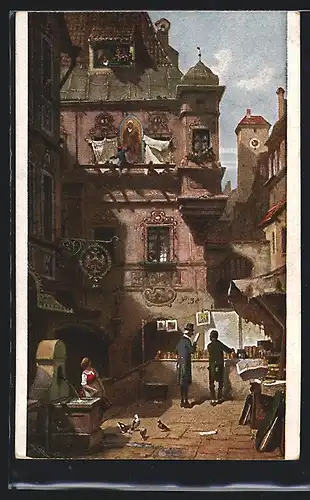 Künstler-AK Carl Spitzweg: Kunst und Wissenschaft