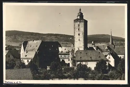 AK Steinau a. d. Str., Ortspartie mit Turm