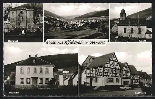 AK Rüdenau i. Odw., Fachwerkhaus, Kirche, Pfarrhaus
