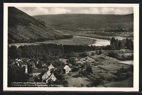 AK Laudenbach a. Main, Ortsansicht im Hintergrund Kloster Engelsberg u. Miltenberg
