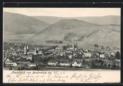 AK Amorbach, Ortsansicht vom Beuchenberg aus