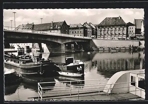 AK Schweinfurt, Neue Brücke mit Boot Anna