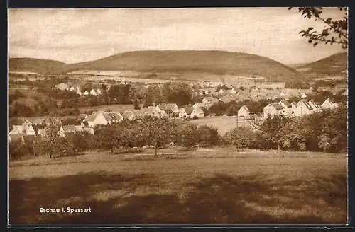 AK Eschau /Spessart, Gesamtansicht mit Bergblick