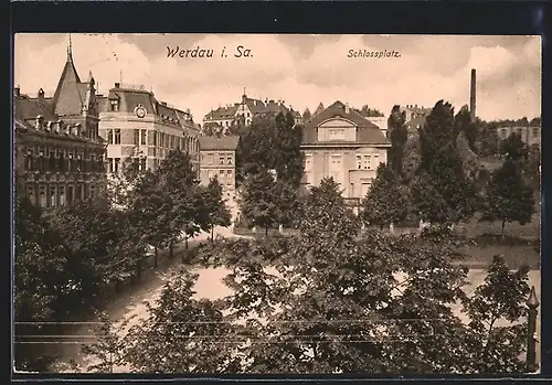 AK Werdau i. Sa., Blick auf den Schlossplatz