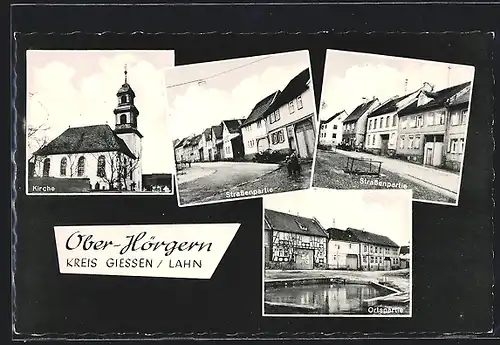 AK Ober-Hörgern, Kirche, Strassenpartien, Ortspartie