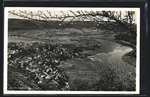 AK Dorfprozelten /Main, Die Ortschaft im Tal aus der Vogelschau