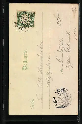 Lithographie Statue Amor und Psyche, Halt gegen das Licht: in Farbe