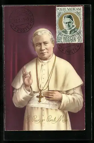 Maximum-AK Papst Pius X hebt segnend die Hand