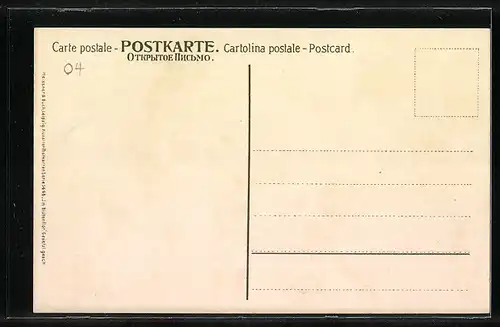 Künstler-Lithographie Paul Hey: Ortspartie bei Baumblüte