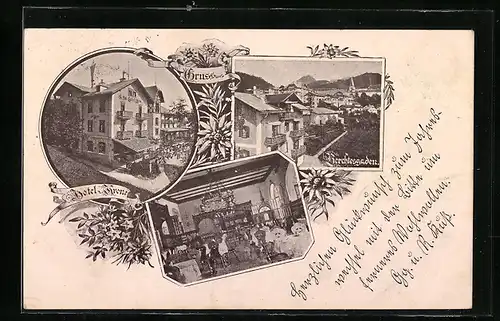 AK Berchtesgaden, Hotel Krone, Innenansicht, Ortspartie