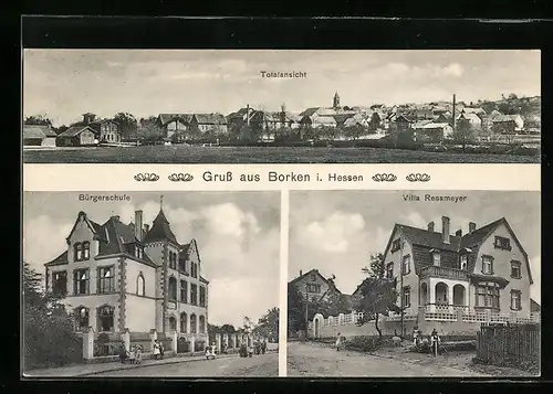 AK Borken i. Hessen, Bürgerschule, Villa Ressmeyer, Totalansicht