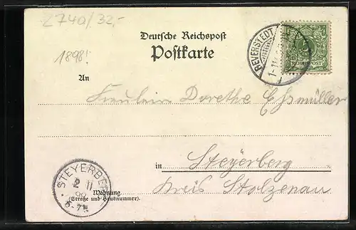 Lithographie Bremervörde, Panorama und Villa Hagenah