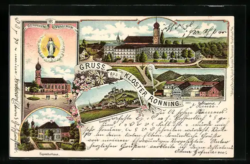 Lithographie Rottenburg, Kloster Ronning, Ehemalige Burg, Expositurhaus