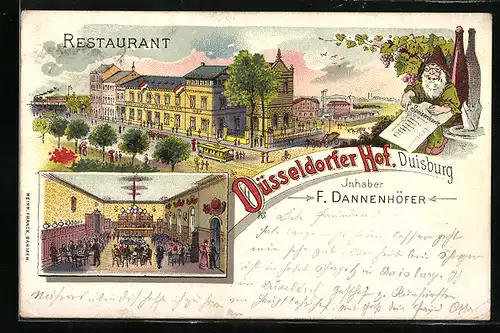 Lithographie Duisburg, Restaurant Düsseldorfer Hof, Inh. F. Dannenhöfer