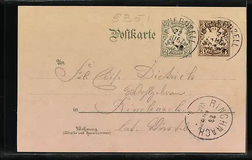 Lithographie Innernzell, Totalansicht, Gasthaus & Post Brunner, Pfarrkirche