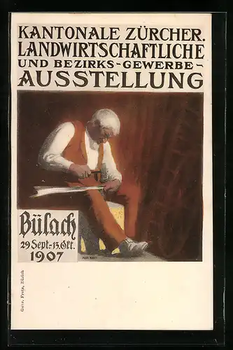 Künstler-AK Bülach, Kantonale Zürcher Landwirtschaftliche und Bezirks-Gewerbe-Ausstellung 1907, Handwerker
