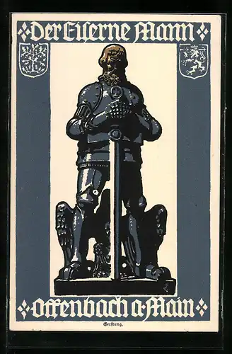 AK Offenbach, Der Eiserne Mann im Lazaraett für Berfufsübungen Kriegsgeschädigter, Ritter mit Schwert