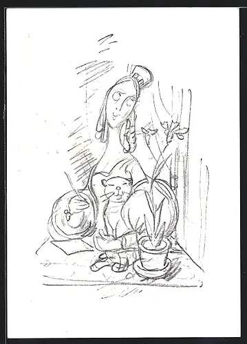 Künstler-AK Wilhelm Busch: Briefe von Tildchen Lockenstock