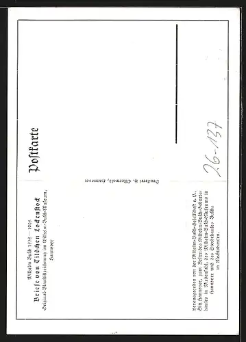 Künstler-AK Wilhelm Busch: Briefe von Tildchen Lockenstock