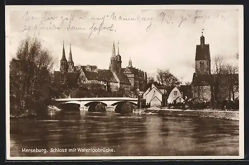 AK Merseburg, Schloss mit Waterloobrücke