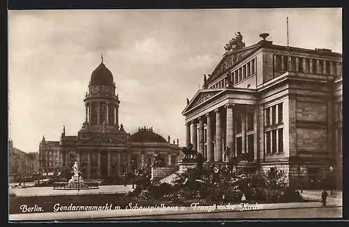 AK Berlin, Gendarmenmarkt mit Schauspielhaus u. französischer Kirche